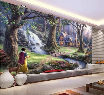 Custom 3D photo ranka-dažytos pasakos kraštovaizdžio aliejaus tapyba, freskos vaikams, kambaryje sofa foną papel de parede