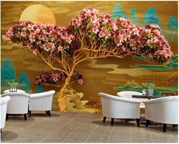 Custom foto tapetai, sienų ir 3 d freskomis tapetai, 3D gėlė, medis freskos kraštovaizdžio fone sienos dokumentų namų dekoro