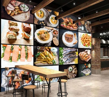 Custom maisto tapetai, įvairių indų, freskomis restoranų viešbučio virtuvės fone sienų apdaila tapetai