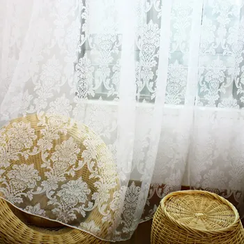 Custom tiulis užuolaidų Europos balta gėlė lange, miegamasis, gyvenamasis kambarys balkonas Damaske Sudegė Verpalai vien verpalų, tiulio M363
