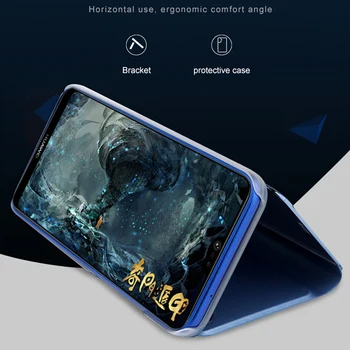 Danga Veidrodis Prabanga Knyga Atveju, Huawei P20 30 Lite Mate 10 20 Pro Garbės 10 Lite P Smart 2018 2019 Flip Cover Shell