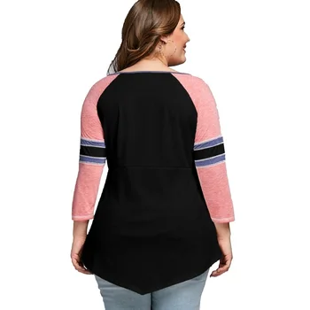 Didelio dydžio moteriški spalvų marškinėliai plius dydis didelis 5XL 6XL 7XL 8XL krūtinė 130 pavasarį ir rudenį V-kaklo, ilgomis rankovėmis prarasti viršų