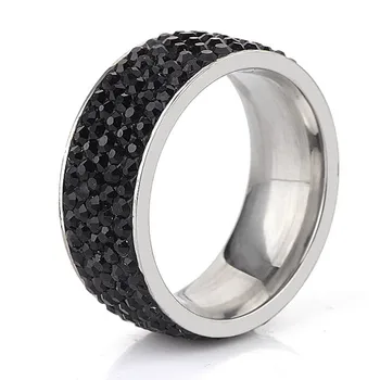 Didmeninė juvelyrika dovana žiedus moterims Black Crystal žiedai Subtilus Nerūdijančio Plieno Panele Žiedas