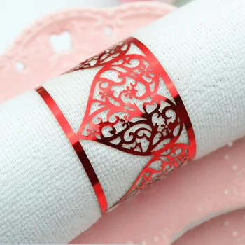 Didmeninė pjovimas Lazeriu, popieriaus didelės širdies servetėlių žiedas, vestuvių stalo dekoracija