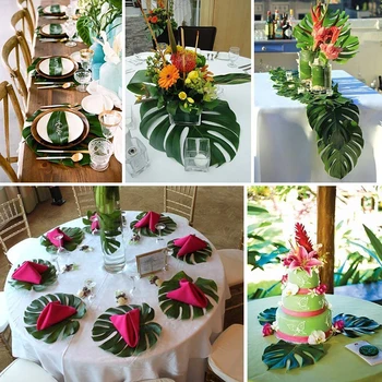 Dirbtinių Lapų Atogrąžų Palmių Lapų, Modeliavimo Lapų Havajų Luau Tema Dekoracijos Namų, sodo dekoro#253217
