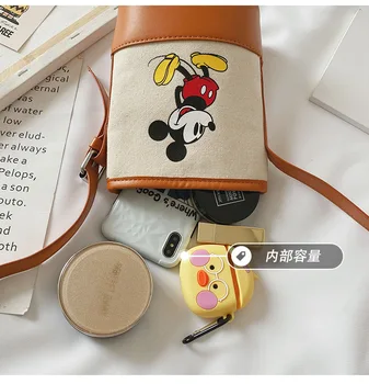 Disney mickey mouse Kibirą vaikų maišelį naujas mados pu drobės princesė krepšys Minnnie didelės talpos pečių maišą