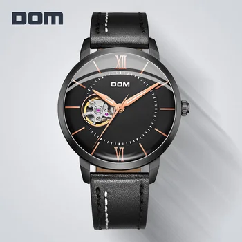 DOM Markės Mens Mados Laikrodžiai Automatinis Mechaninis laikrodis Tourbillon Laikrodis natūralios Odos Neperšlampami Verslo Laikrodį M-8120