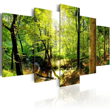 Drobė Plakatas Namų Dekoro Rėmas 5 Vnt Spalvinga Miškų, Upių Dažymo Modulinės Spaudinių Gamtinio Kraštovaizdžio Nuotraukos Kambario Sienos Menas