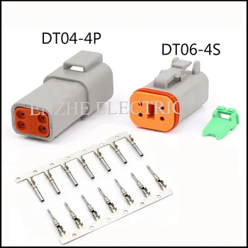 DT serijos 1 set moteris+1 rinkinį kištukinė jungtis Įtraukti terminalo DT06-4S/DT04-4P 4 pin jungties kabelio lizdas DJ7041-1.6-11/21