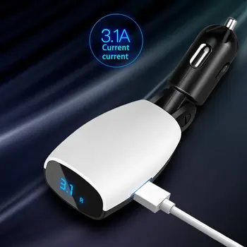 Dual Port Smart USB Automobilinis Įkroviklis 3.1 spartusis Įkrovimas Saugos Plug & Play Reguliuojamo Kampo skystųjų KRISTALŲ Ekranas Realiuoju laiku Stebėti