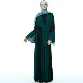 Dubajaus Moterų Blyksnius Rankovės Open Cardigan Islamo Kimono Turkija Jilbab Islamo Ponios Kaftan Turkija Ramadanas Jilbab Suknelės, Drabužiai