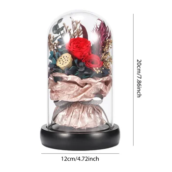 Elegantiškas Amžinąjį Konservuoti Rose Stiklo Kupolas 5 Žiedų Galvučių Rožių Amžinai Meilę, Valentino Diena, Vestuvių Naudai Dovanas Moterims