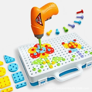 Elektrinis Gręžtuvas Varžtais Kūrimo Bloką 3D Kūrybos Mozaikos, Dėlionės, Žaislų, montavimo Įrankius, Nustato Švietimo Žaislas 