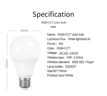 EWeLink WiFi Smart Lemputė 85-265V 806LM E27/E26 RGB+BMT Smart Lemputės, Valdymas Balsu Dirbti Su Alexa 