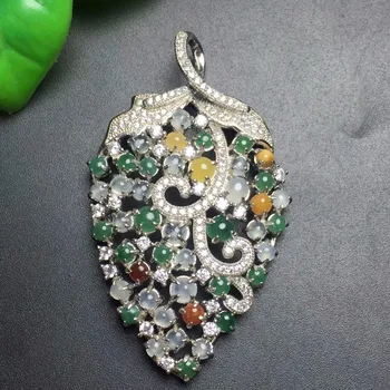 Fine Jewelry Nekilnojamojo 925 Steling Sidabro s925 Myanmer Kilmės Natūralus Jade Akmuo Moterų Pakabukas Karoliai Kalėdų Dovana