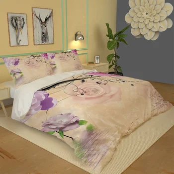 Foto bet kokio dydžio raudonos rožės trimatis gėlių lova lapas antklodė patalynė 3d pagalvė