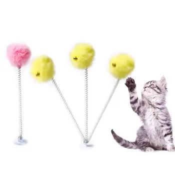 Funny Cat Elastinga Pavasario Pliušinis Bell Ball Apačioje Gyvis Žaislai Kačiukas Pet Interaktyvus Žaisti Prekes