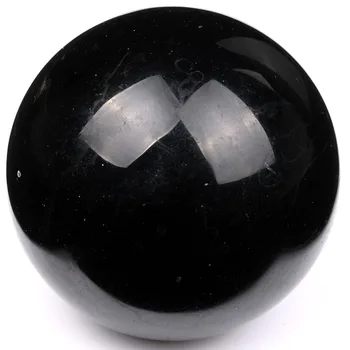 Gamtos Raižyti 50mm Krito Juodas Obsidianas Srityje Poliruoti Kamuolys Gydymo Kristalų Fengshui Ornamentu su ping SPH042