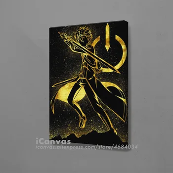 Golden Dizaino SAN Kirito Įrėmintas Plakatas Mediniai Drobė Sienos Meno Apdailos nuotraukas Kambarį Namuose Rėmo Dekoro Tapyba