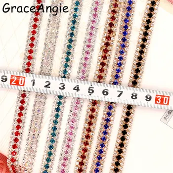 GraceAngie 1yd Kelių spalvų kalnų krištolas Grandinės Letena Krištolo ir Deimantų Šifravimo Grandinės kostiumas 