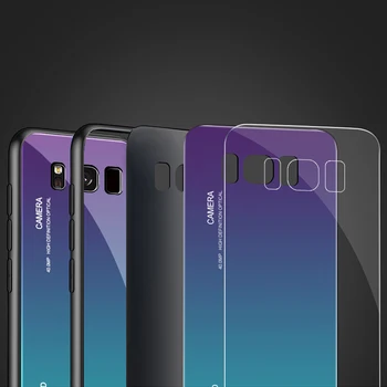 Gradientas Telefono dėklas Ant Samsung Galaxy A50 A30 S9 S10 Plius Grūdintas Stiklas, Apsauginis Dangtelis korpuso bamperis fundas 50 30 10 9 s