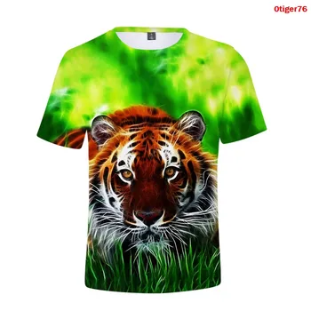 Grafinis T Marškinėliai Harjuku Tigras-Print T Shirt Trumpas Rankovėmis Hip-Hop Streetwear Mados Moterų Drabužių Gyvūnų Tigras Atsitiktinis Medvilnės
