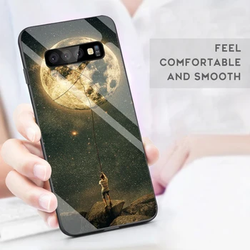Grūdintas Stiklas Case For Samsung Galaxy Note 10 Pro S10 S8 S9 Plus S10e A7 2018 Pastaba 9 8 10 Plus Atsparus Smūgiams Vietos Nuolydis Atveju