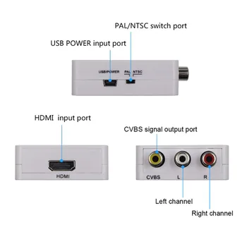 HDMI, AV-Scaler Adapteris HD Video Converter Box HDMI, RCA AV/CVSB L/R Vaizdo 1080P HDMI2AV Parama NTSC PAL Didmeninės
