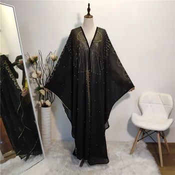 Hijab abaja deimantų dizaino batwing rankovės moterų suknelė su gobtuvu ramadanas EID skraiste dubajus kaftan suknelė afrikos dashiki VKDR2124