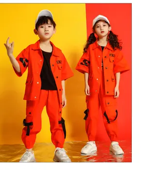 Hip-Hop Šokio Kostiumai Vaikams Berniukų, Mergaičių Gatvės Šokių Drabužius Etape Parodyti Dėvėti Džiazo Rave Apranga Raudonas Kailis tankų Kelnes Komplektai