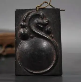 Hongshan kultūros archaize juodasis geležies meteoritas dragon bi statula #2