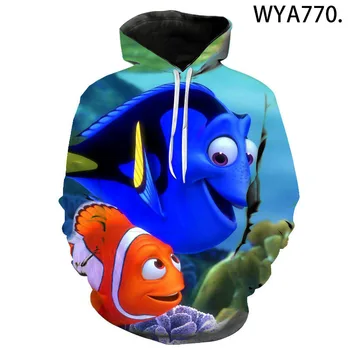 Hoodies Kietas žuviukas Nemo 3D Atspausdintas Vyrų, Moterų, Vaikų Streetwear Megztinis ilgomis Rankovėmis Megztiniai Berniukas Mergaitė Vaikai Mados Kailis