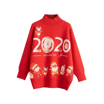 Hsa 2020 Moterų Megztinis Džemperis Raudona Kalėdų Puloveriai Oneck Kalėdų Vyras Traukti Džemperiai Negabaritinių Laisvi Megztiniai Viršūnes Cartton Mezgimo
