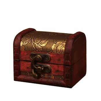 ISHOWTIENDA Papuošalų Dėžutė Derliaus Medienos Rankų darbo Dėžutė Su Mini Metalo Spyna, Skirta Saugoti 8 X 6.5 X 6cm Lobis Pearl dėklai