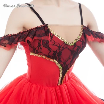 Ispanų baleto mdc raudonas kostiumas ballerina girl dance tutu moterys etapo rezultatus baleto ilgai tutu