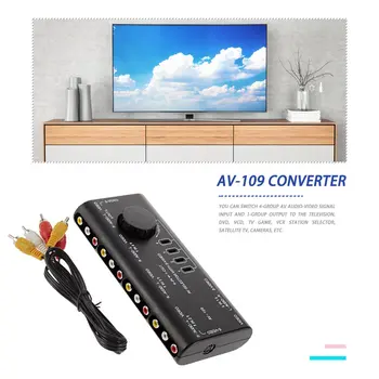 Iš AV RCA Jungiklio Langelį AV Audio Video Signalo Switcher Splitter 4 Būdas Selektorių 4 1 Paketas 1 AUX Maišelis Bendraašiai Kabeliai ONLENY