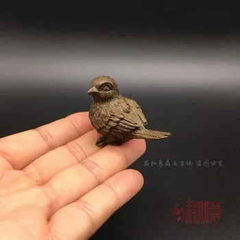 Išskirtinį antikvariniai vario paukštis mažas ornamentais Seiko vario meno kieto vario žvirblis rankena gabalas arbatos ceremonija mažas švytuoklės