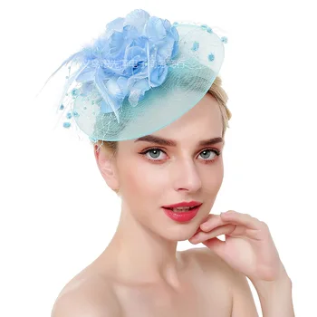 JaneVini 2019 Moterų Fascinator Vestuvių Skrybėlės ir Fascinators Net Gėlių, Plunksnų Nuotakos Lankelis Plaukų Aksesuarų, Juoda Balta