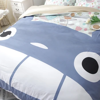 Japonų Anime, Besišypsantis veidas totoro Patalynės Komplektas Berniukas mėlyna 3pcs patalyne, antklode padengti antklodė padengti Patogus pagalvės užvalkalą