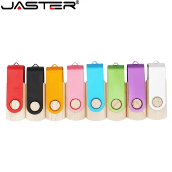 JASTER logotipą Medinė usb flash drive sąsajos pen ratai atminties usb 2.0 4GB 8GB 16GB 32GB 64GB U diską, USB atmintinę pendrive