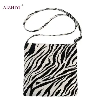 Jaunimo Ponios Paprastas Universalus Krepšys Nešiojamų Moterų Drobės Pečių Nešti Moterų Zebra Gatvės Pečių Viršus-rankena Krepšiai