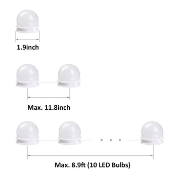 JXSFLYE LED Makiažo Veidrodėliai Žibintai Rinkinys Modernizuotos 2 Spalvų Apšvietimas Rūšių Makiažo Veidrodėliai Apšvietimo Šviestuvas su 10 Pritemdomi Lemputes