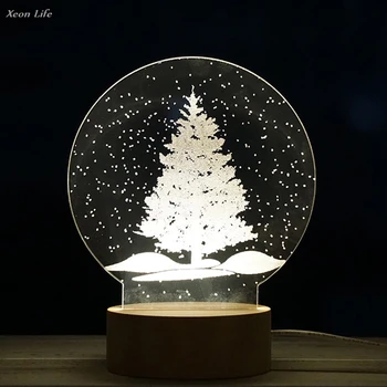 Kalėdų Kolegijos Akrilo 3D LED Kalėdų Eglutė Lempos Naktį Šviesos Stalas Dovanų Lašas Laivybos
