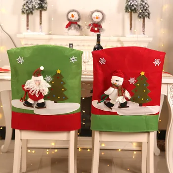 Kalėdų Stalo Dekoravimas Restoranas Kėdė Padengti Naujųjų Metų Dekoro Prekių Kėdės Nugaros Apima Kalėdinė Dekoracija Namuose
