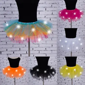 Karšto 8Colors Kamuolys Suknelė Sijonas Moterims Mergina LED Šviesos Iki Tiulio Tutu Šokių Sijonas Išgalvotas Hip-Hop Vištų Šalis Helovinas Kostiumas Sluoksniai