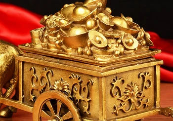 Karšto pardavimo Gryno Vario jautis krepšelį skulptūra vario jautis traukti Yuanbao namų dekoravimo Fengshui pakabučiai, meno ir amatų, laisvosios krovinių