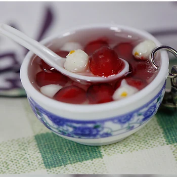 Karšto Pardavimo Modeliavimas Maisto Raktų pakabukai makaronų Kūrybos Keychain Kinijos Mėlynos ir baltos spalvos porceliano Maisto Dubenėlį Mini krepšys pakabukas 1Pc