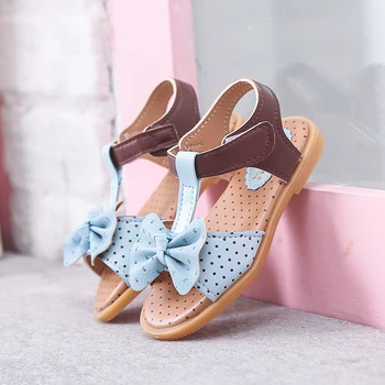 Karšto PARDAVIMUI, iki 2018 m. vasaros naujų Non-slip vaikams, batai mergaitėms spausdinimo bowknot Princesė Butas batai mergaitėms minkšto dugno sandalai