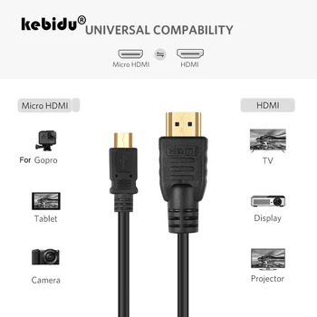 Kebidu Juoda 1,5 m Universal 1080P Micro USB Į HDMI Kabelis, HDTV Adapteris, Skirtas 