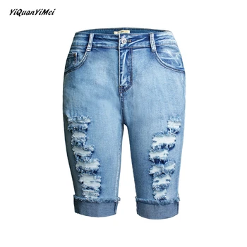 Kelio Ilgis Šortai kankina džinsai moterims Skylę liesas džinsus moteris Kankina džinsinio audinio kelnės jean aukšto juosmens džinsai vaqueros mujer jeansy